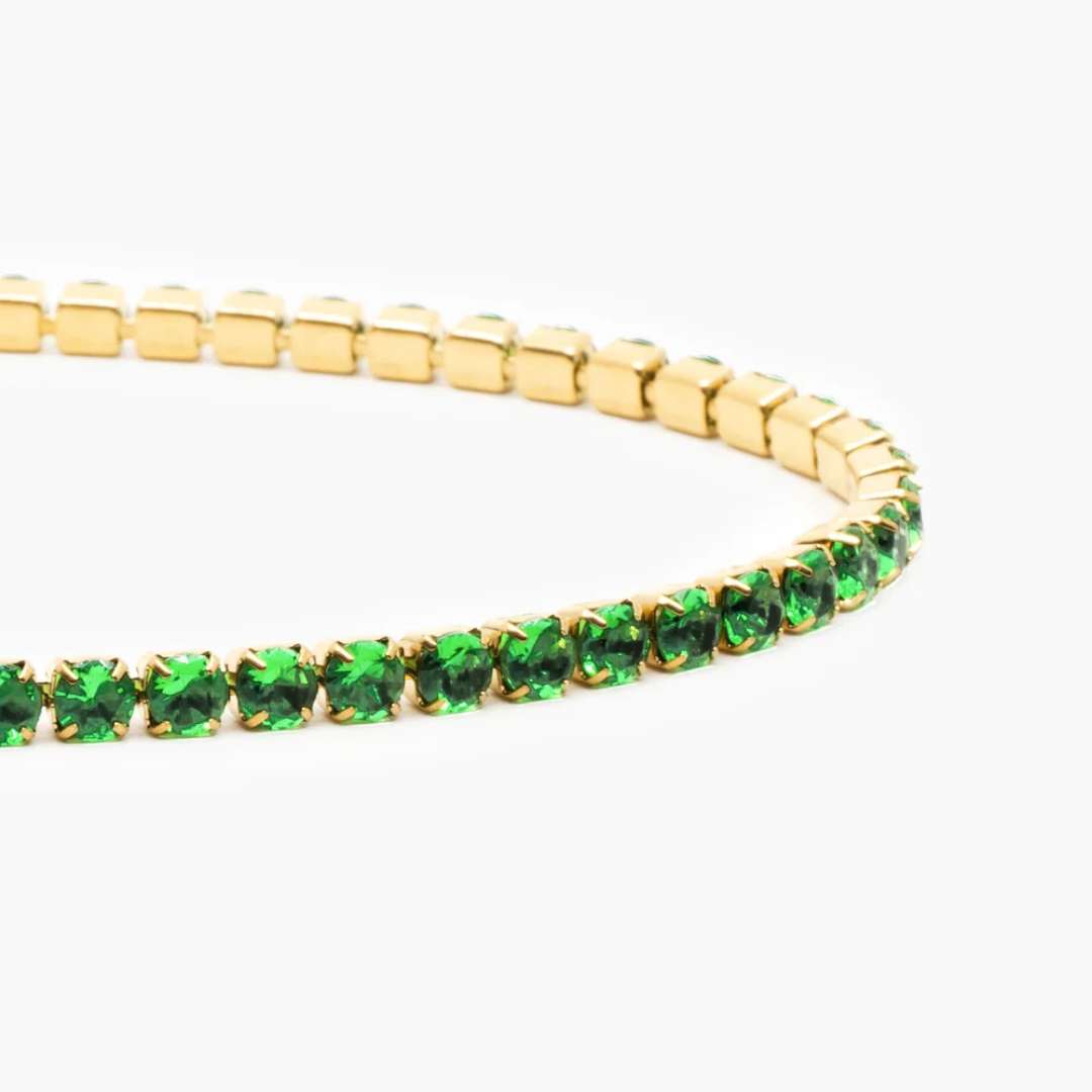 AV | Elite Green Tennis Bracelet (Gold)
