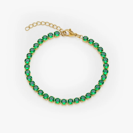 AV | Elite Green Tennis Bracelet (Gold)