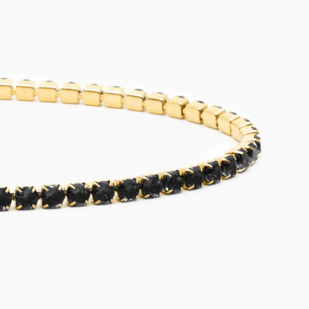 AV | Elite Black Tennis Bracelet (Gold)