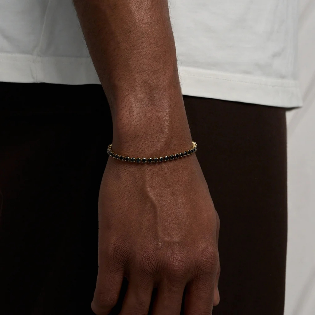 AV | Elite Black Tennis Bracelet (Gold)
